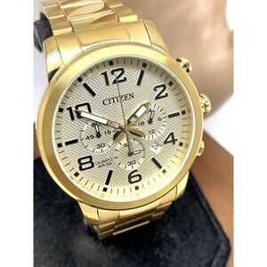 Citizen Men's Watch AN8052-55P Chronograph Quartz Gold Dial Date Stainless Steel